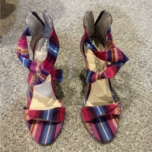 Sole Society Multicolor Striped Wedge Sandals
